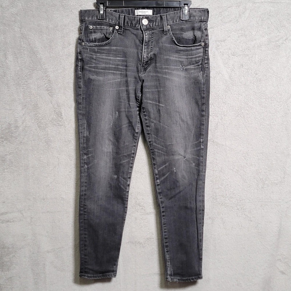 Moussy Vintage Jeans Womens 30x27 Gray Skinny Denim Distressed‎ Whiskering Japan